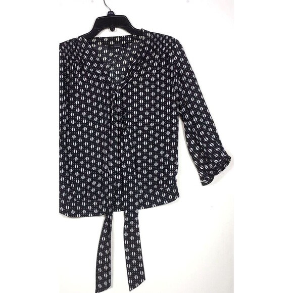 The limited Womens Small Black V Neck Smocked Waist Sheer Top Blouse - Picture 2 of 8